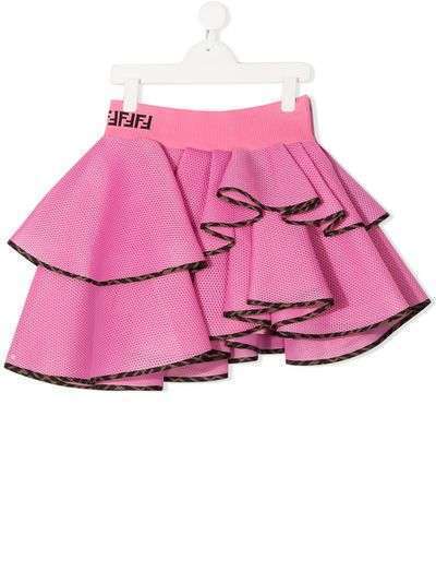 Fendi Kids сетчатая юбка асимметричного кроя с оборками