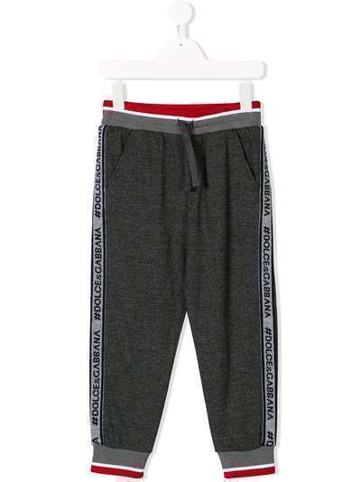Dolce & Gabbana Kids спортивные брюки с логотипом в "елочку"