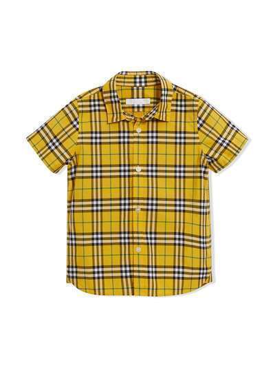 Burberry Kids рубашка в клетку с короткими рукавами