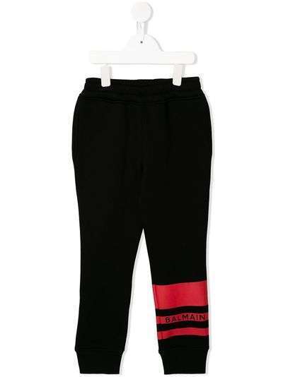 Balmain Kids спортивные брюки с контрастными полосками и логотипом
