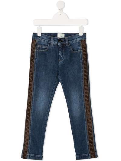 Fendi Kids джинсы со вставками и логотипом