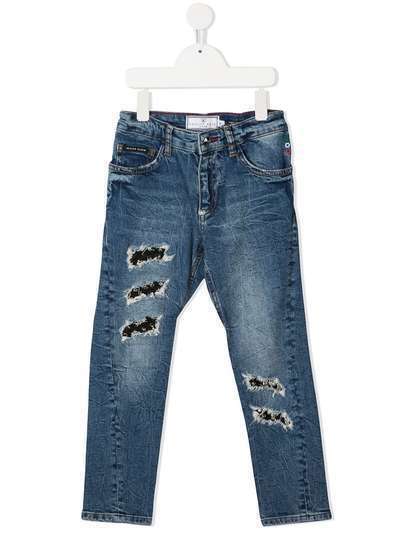 Philipp Plein Junior джинсы скинни с эффектом потертости