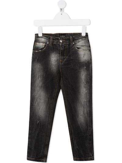 John Richmond Junior джинсы с эффектом потертости и нашивкой-логотипом