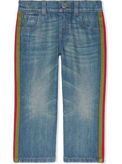 Gucci Kids джинсовые брюки с отделкой Web