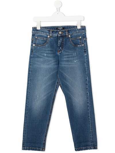 Balmain Kids прямые джинсы с эффектом потертости