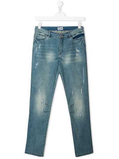 Moschino Kids джинсы с эффектом потертости