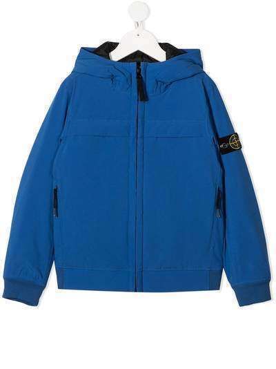 Stone Island Junior куртка с капюшоном и нашивкой-логотипом