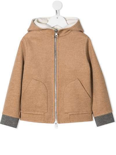 Brunello Cucinelli Kids кашемировое пальто с капюшоном