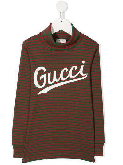 Gucci Kids полосатый топ с логотипом