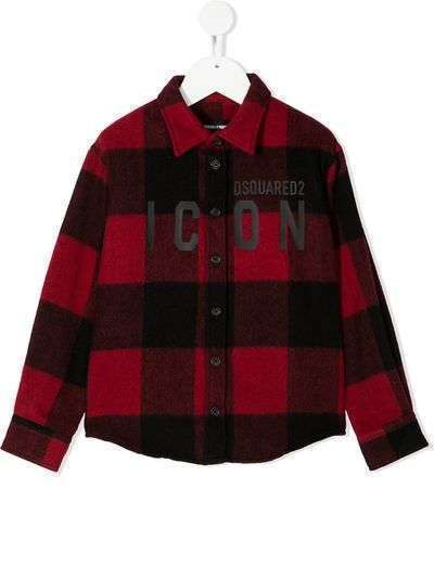 Dsquared2 Kids рубашка в клетку с принтом Icon