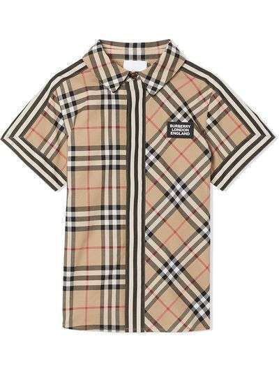 Burberry Kids рубашка с короткими рукавами в клетку Vintage Check