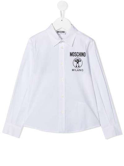 Moschino Kids поплиновая рубашка с логотипом