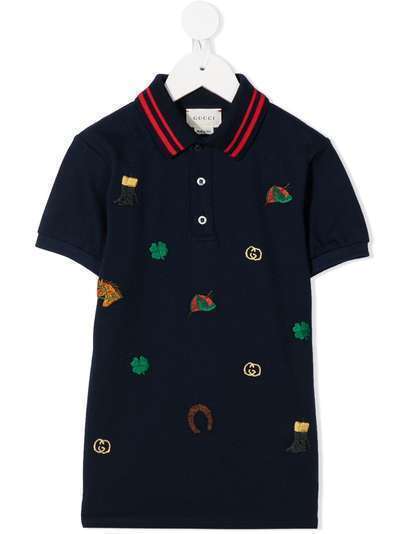 Gucci Kids рубашка поло с вышивкой