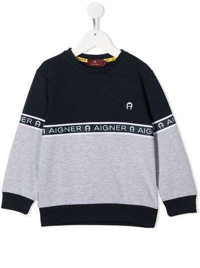 Aigner Kids толстовка в стиле колор-блок с логотипом