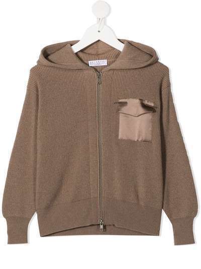 Brunello Cucinelli Kids кашемировое худи в рубчик