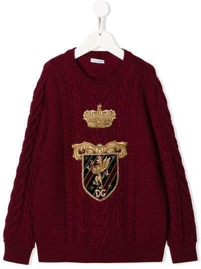 Dolce & Gabbana Kids фактурный джемпер с нашивкой Heraldic