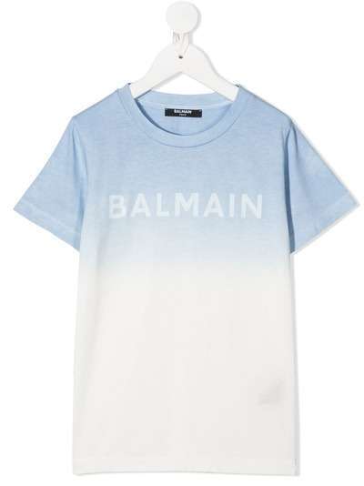 Balmain Kids футболка с эффектом омбре и логотипом