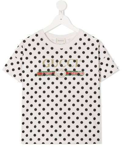 Gucci Kids футболка в горох с логотипом