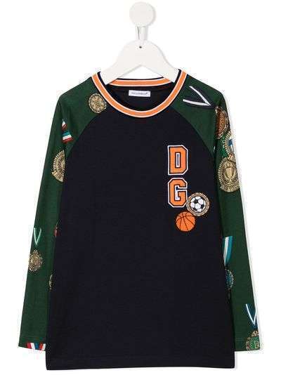 Dolce & Gabbana Kids футболка с длинными рукавами и нашивкой-логотипом