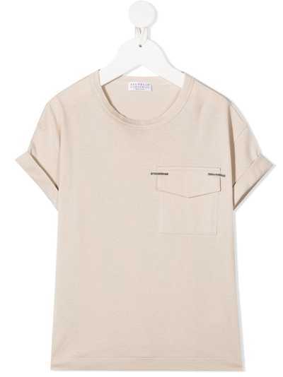 Brunello Cucinelli Kids футболка с накладным карманом