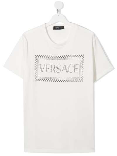 Young Versace футболка с кристаллами и логотипом