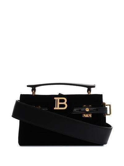 Balmain бархатная сумка B-Buzz с логотипом