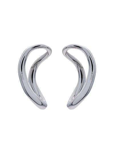 Charlotte Chesnais metallic silver small slide earrings