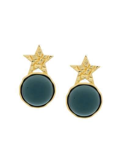 Eshvi star green glass studs