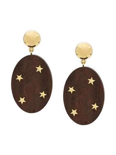 Eshvi star embellished wooden drop earrings