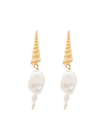 Anni Lu shell pearl drop earrings