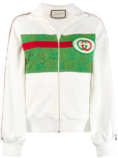 Gucci спортивная куртка с кружевными вставками и логотипом 580306XJBK7