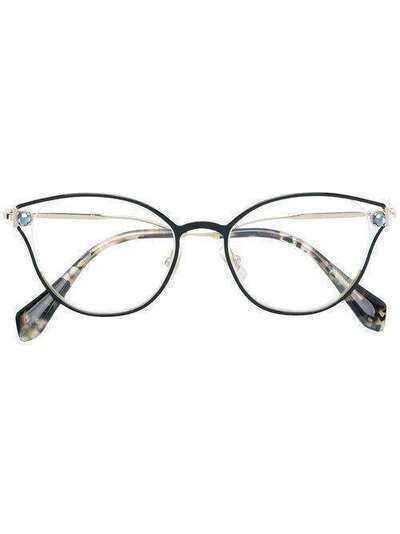 Miu Miu Eyewear очки в оправе "кошачий глаз" с искусственным жемчугом MU53QV1AB1O150