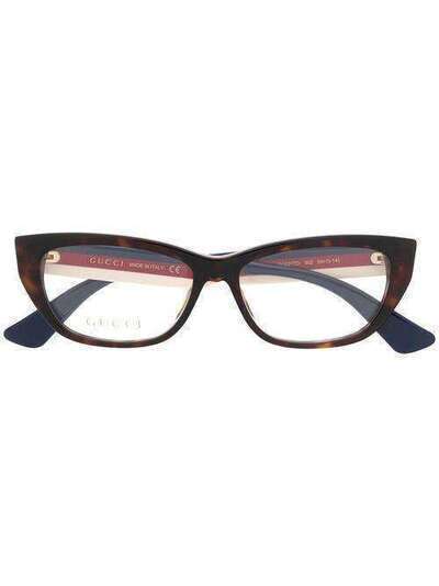 Gucci Eyewear очки в прямоугольной оправе с отделкой Sylvie Web GG0277O002