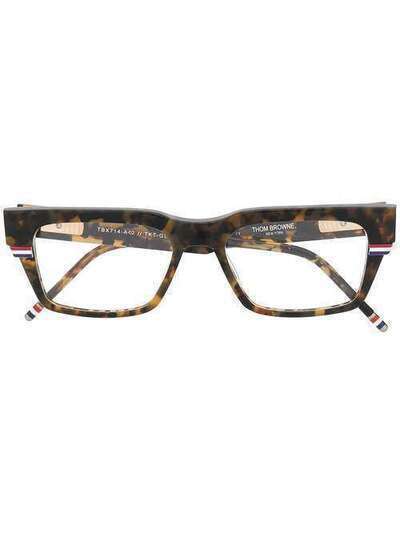 Thom Browne Eyewear TB714 - Tortoise Wrap-Around Rectangle Glasses TBX714