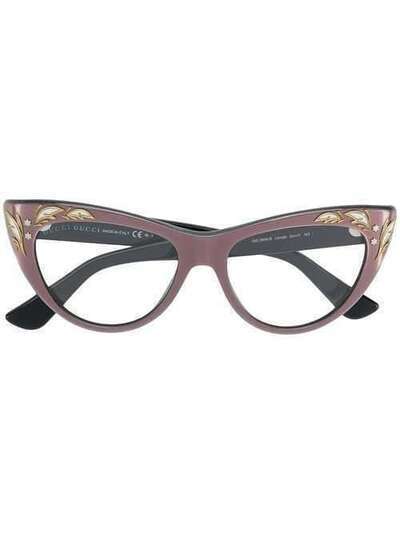 Gucci Eyewear декорирвоанные очки в оправе "кошачий глаз" 3806U44