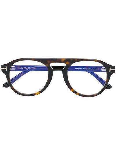 Tom Ford Eyewear round tortoise shell glasses TF5533B