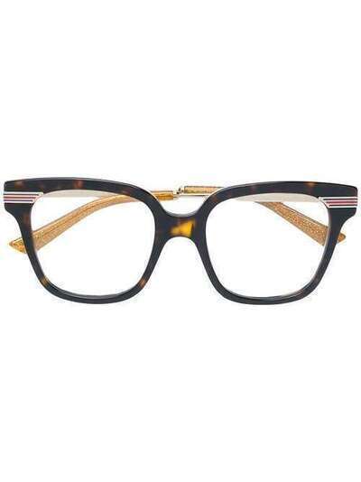 Gucci Eyewear очки в квадратной черепаховой оправе GG0284O