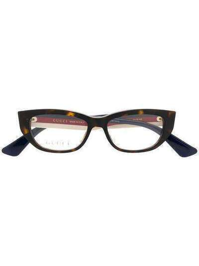 Gucci Eyewear очки в прямоугольной оправе с отделкой Sylvie Web GG0277O006