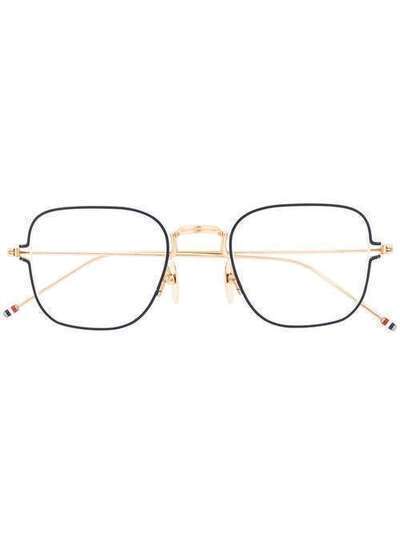 Thom Browne Eyewear TB116 - White Gold Thin Squared Sunglasses TBX116