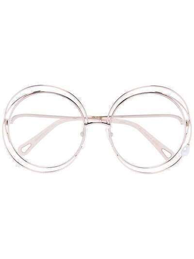 Chloé Eyewear солнцезащитные очки в массивной круглой оправе CE114SPRLPEARL42833