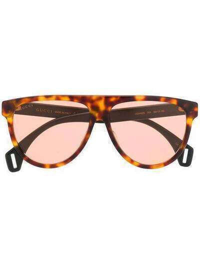 Gucci Eyewear солнцезащитные очки-авиаторы в круглой черепаховой оправе GG0462S