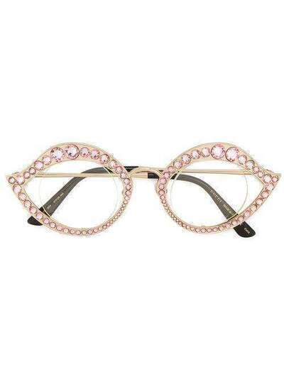 Gucci Eyewear оправа для очков 'кошачий глаз' с кристаллами Swarovski GG0046S00441