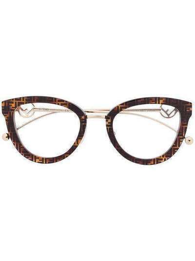 Fendi Eyewear очки в круглой оправе с монограммой FF0417