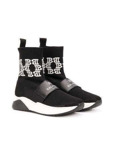 Balmain Kids кроссовки-носки с логотипом на ремешке 6M0136MX410T