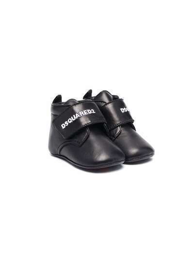 Dsquared2 Kids кожаные пинетки с вышитым логотипом