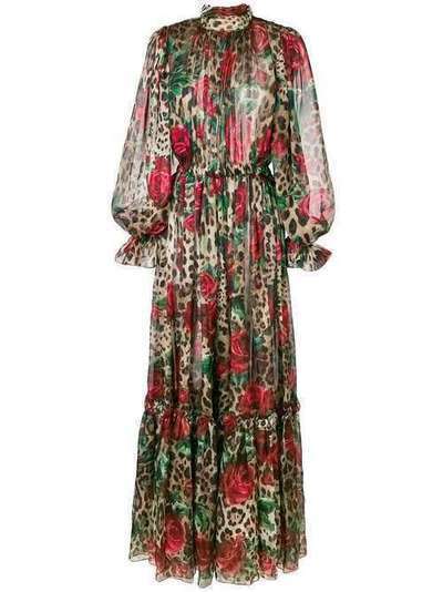 Dolce & Gabbana леопардовое платье макси с принтом F6D1ETHS1Z0