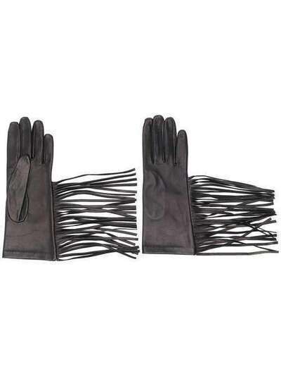 Manokhi фактурные перчатки с бахромой AW20MANO173A395SHORTGLOVESWITHFRINGESBLACK