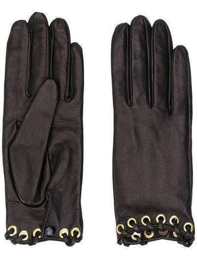 Manokhi фактурные перчатки с люверсами AW20MANO173A888SHORTGLOVESBLACKSIRETSIOCHETIMARGINE