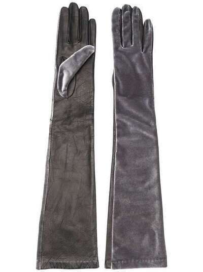 Manokhi длинные перчатки с контрастными вставками AW20MANO88A853CLASSICGLOVESGREYVELVET