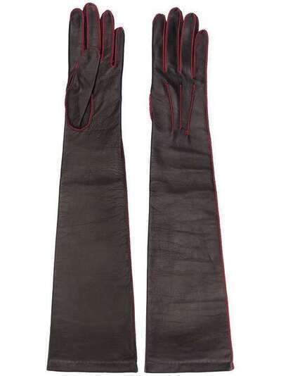 Manokhi длинные перчатки с декоративной строчкой AW20MANO131A396LONGGLOVESWITHREDSTITCH